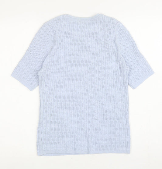 TU Womens Blue Round Neck Viscose Pullover Jumper Size 14