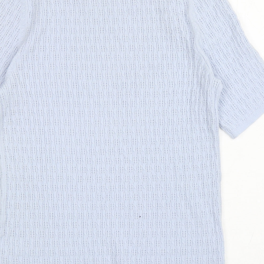 TU Womens Blue Round Neck Viscose Pullover Jumper Size 14