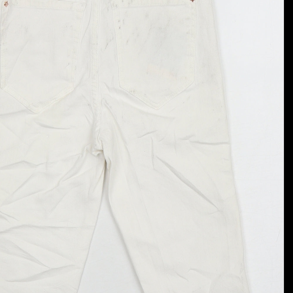 Marks and Spencer Womens White Cotton Chino Shorts Size 6 L13 in Regular Zip
