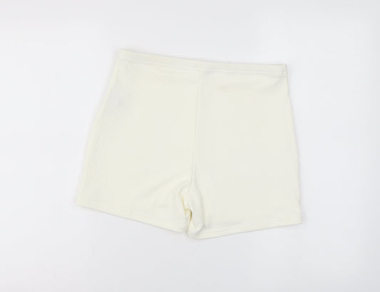SheIn Womens Ivory Polyester Sweat Shorts Size L L3 in Regular Drawstring