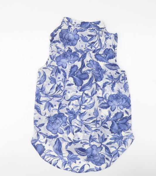 Womens UK Size 4 H&M Blue Basic Button-Up