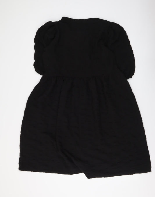 Matalan Womens Black Polyester A-Line Size 10 V-Neck Button