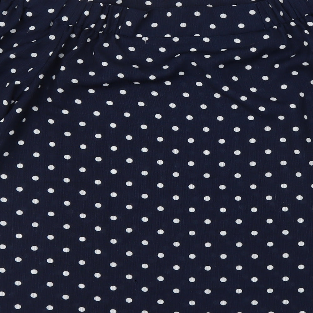 Active Usa Womens Blue Polka Dot Polyester Basic Blouse Size M Off the Shoulder