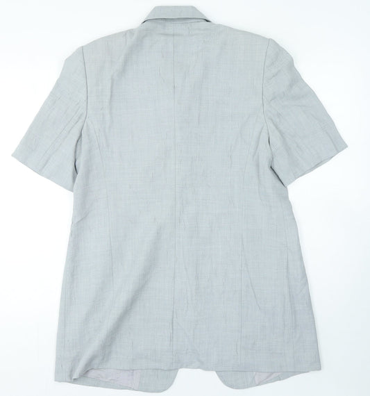 Eugen Klein Womens Grey Polyester Basic Button-Up Size 14 Collared