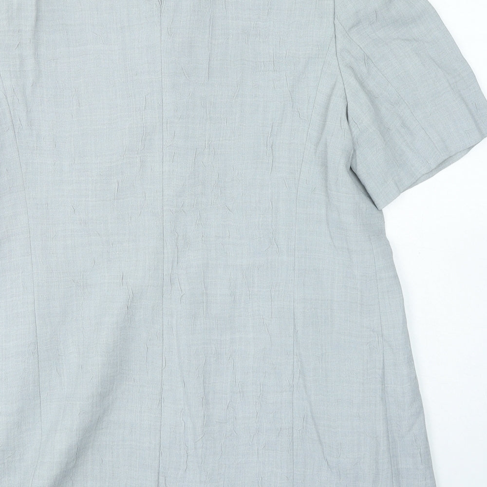 Eugen Klein Womens Grey Polyester Basic Button-Up Size 14 Collared