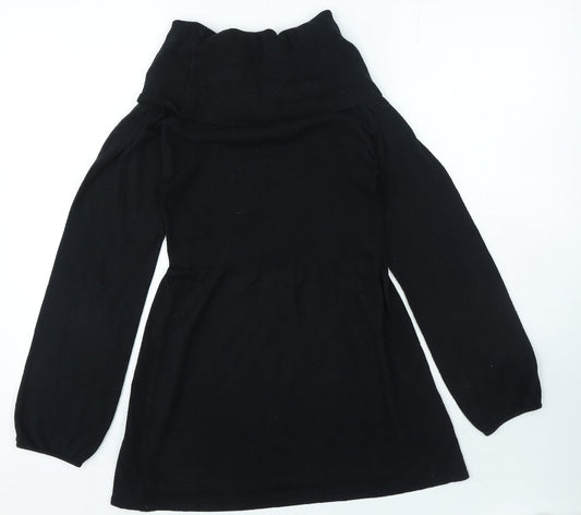 Marks and Spencer Womens Black Viscose A-Line Size 10 Boat Neck Pullover