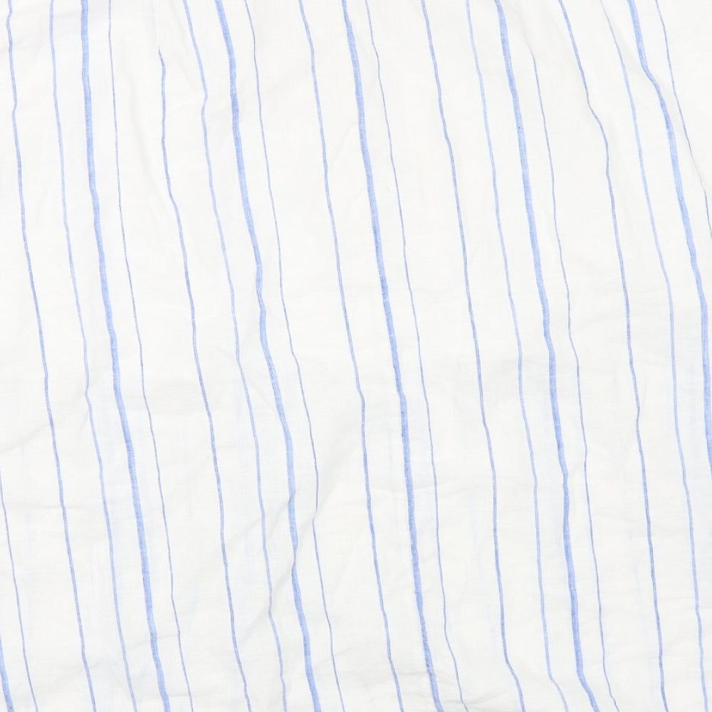 Per Una Womens White Striped Cotton A-Line Skirt Size 20 Tie