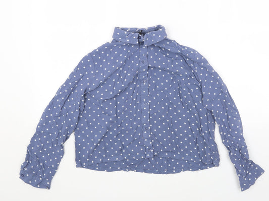 Womens UK Size 10 Divided by H&M Blue Basic Button-Up