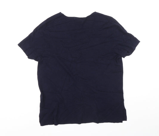 Classic Womens Blue Round Neck Polyamide Pullover Jumper Size 16