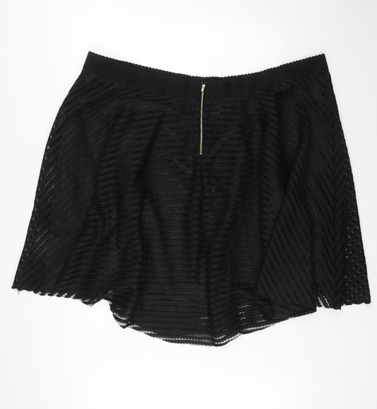 New Look Womens Black Polyester A-Line Skirt Size 32 Zip