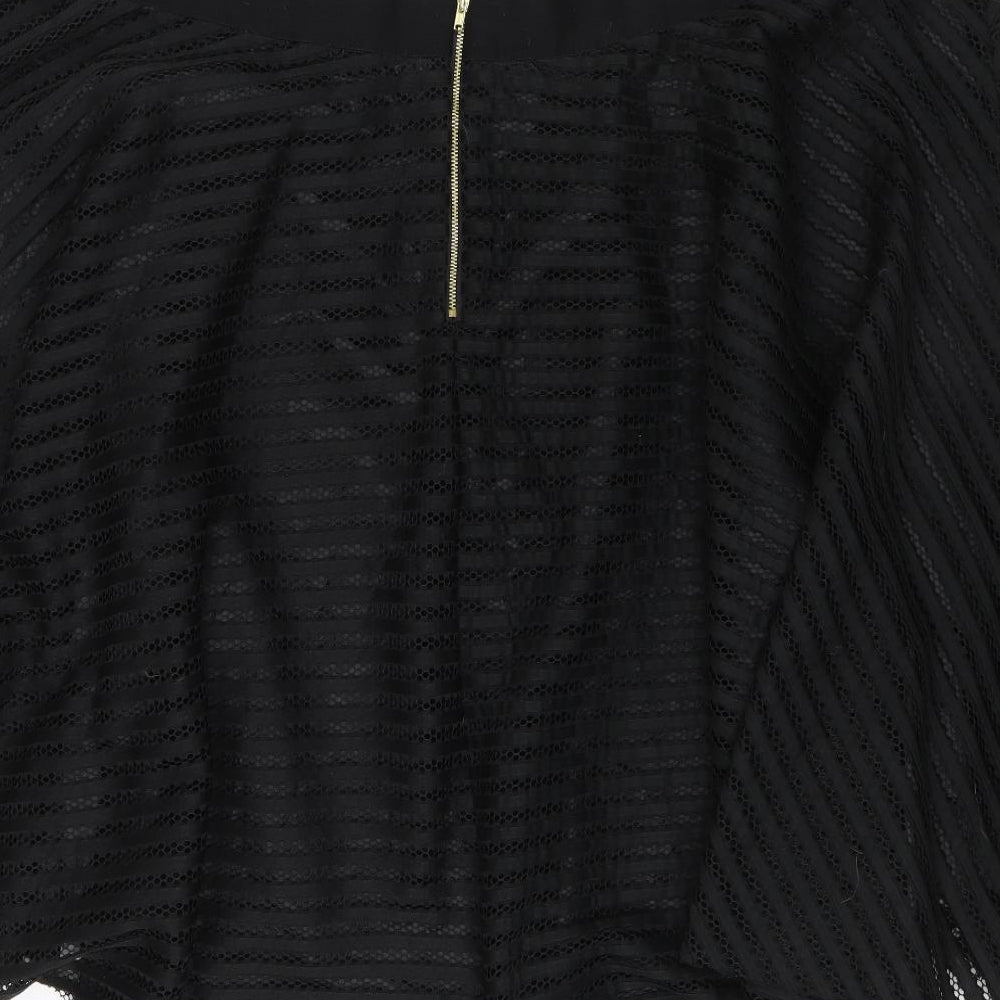 New Look Womens Black Polyester A-Line Skirt Size 32 Zip