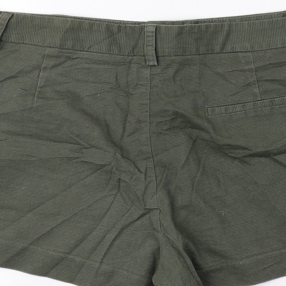 FOREVER 21 Womens Green Cotton Hot Pants Shorts Size M Regular Hook & Loop