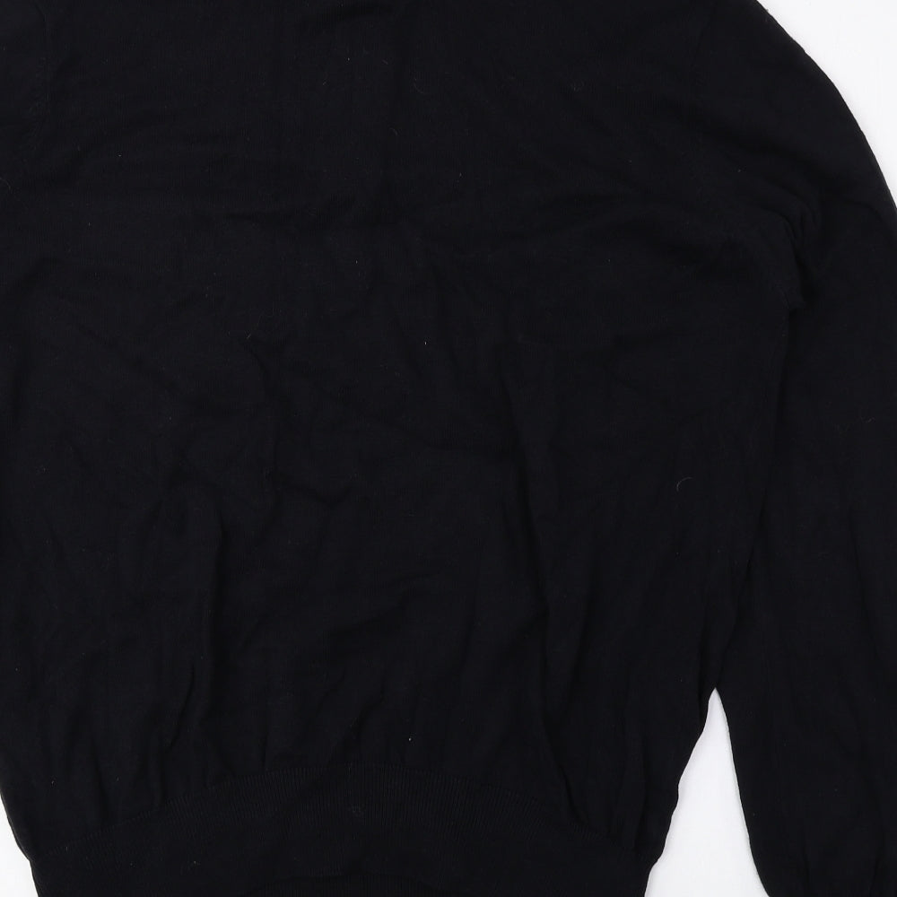 Cedar Wood State Mens Black Collared Cotton Pullover Jumper Size XL