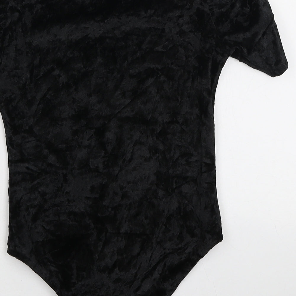 MaterialGirl Womens Black Polyamide Bodysuit One-Piece Size S Snap