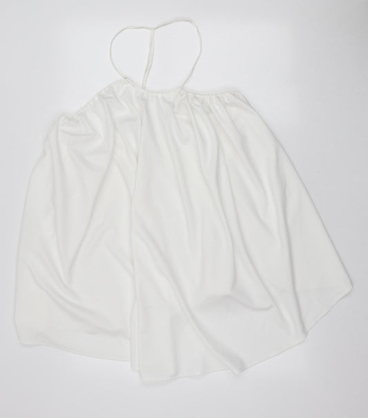 Zara Womens White Polyester Tank Dress Size S Halter Pullover