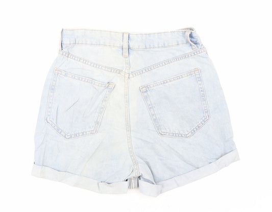 H&M Womens Blue Cotton Bermuda Shorts Size 6 Regular Zip