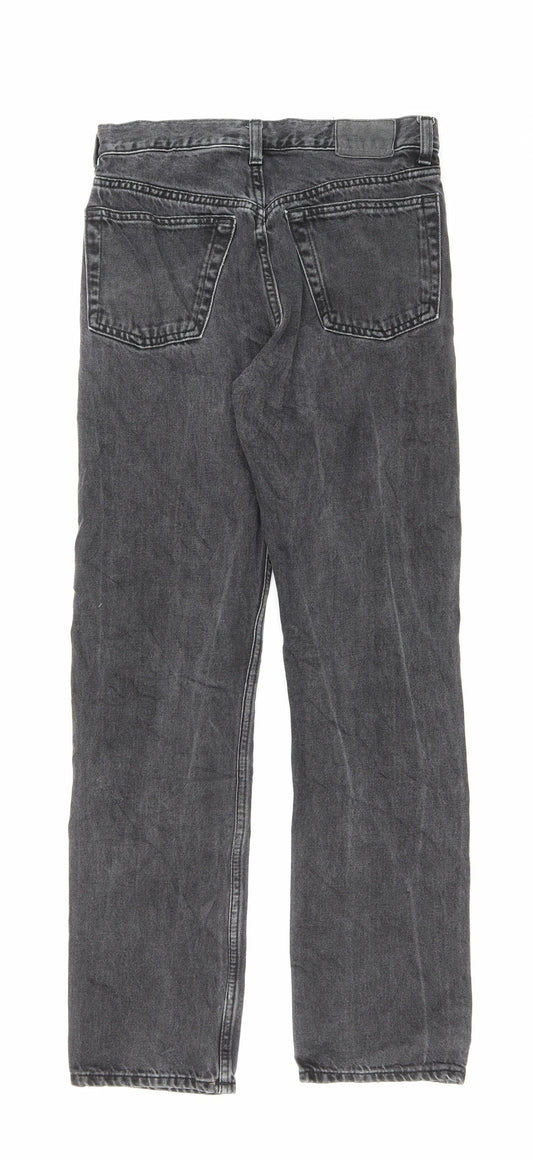 Weekday Mens Black Cotton Straight Jeans Size 27 in L27 in Regular Button