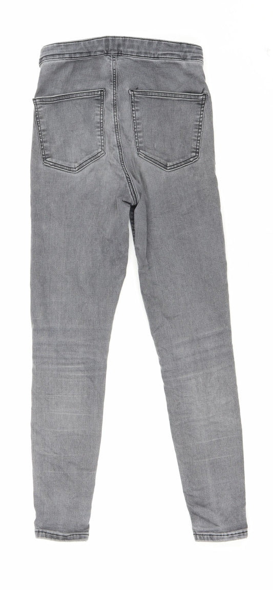 Topshop Womens Grey Cotton Skinny Jeans Size 26 in L25 in Regular Zip