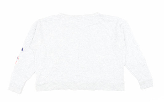 H&M Womens Grey Cotton Pullover Sweatshirt Size L Pullover - Flowers