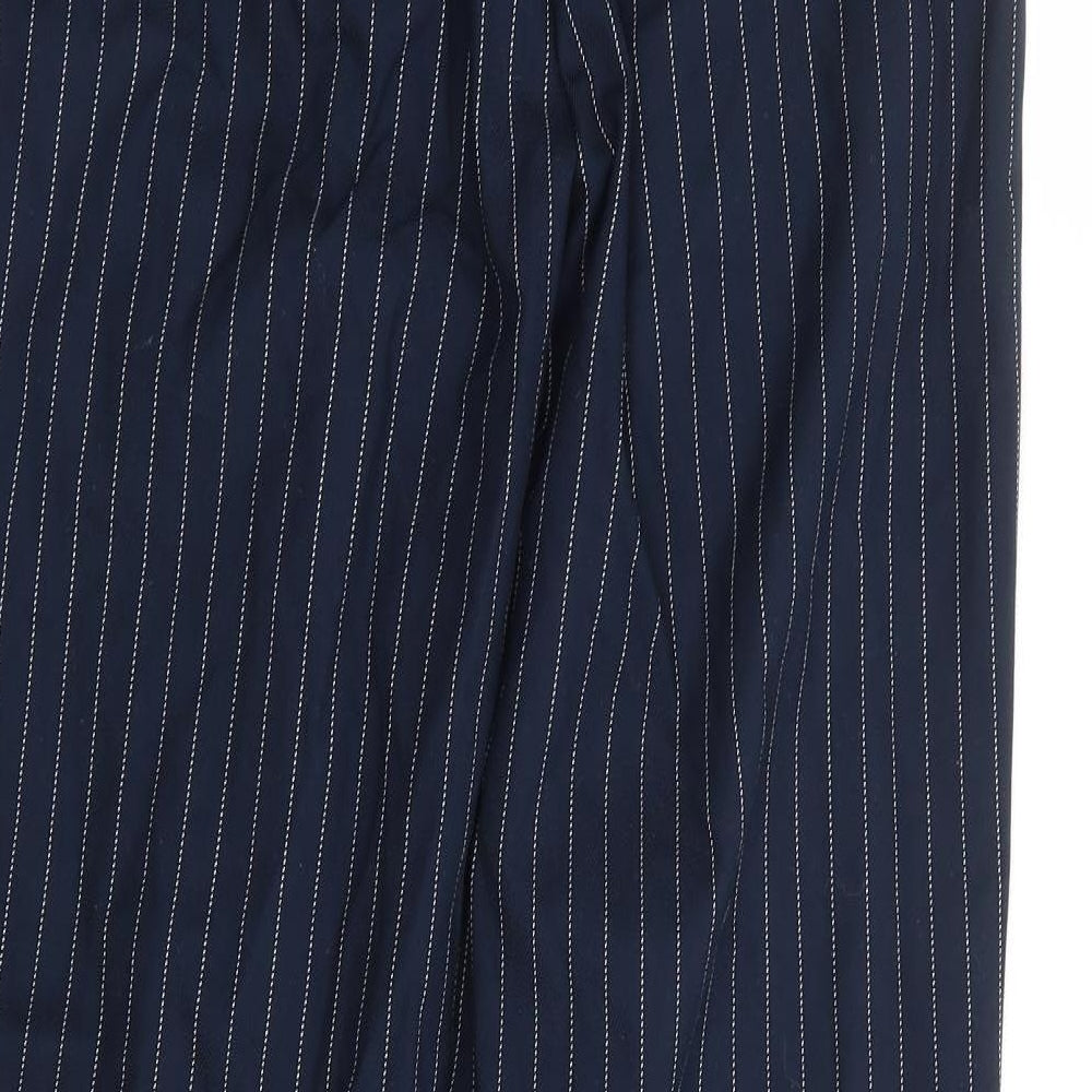 Monkl Womens Blue Striped Polyester Trousers Size 10 L28 in Regular Zip