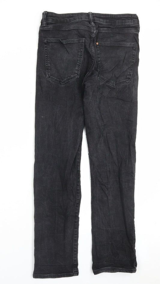 Mens UK Size 28 in H&M Regular Fit Straight Black Jeans