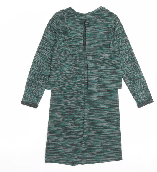 Topshop Womens Green Viscose Jumper Dress Size 6 Crew Neck Pullover