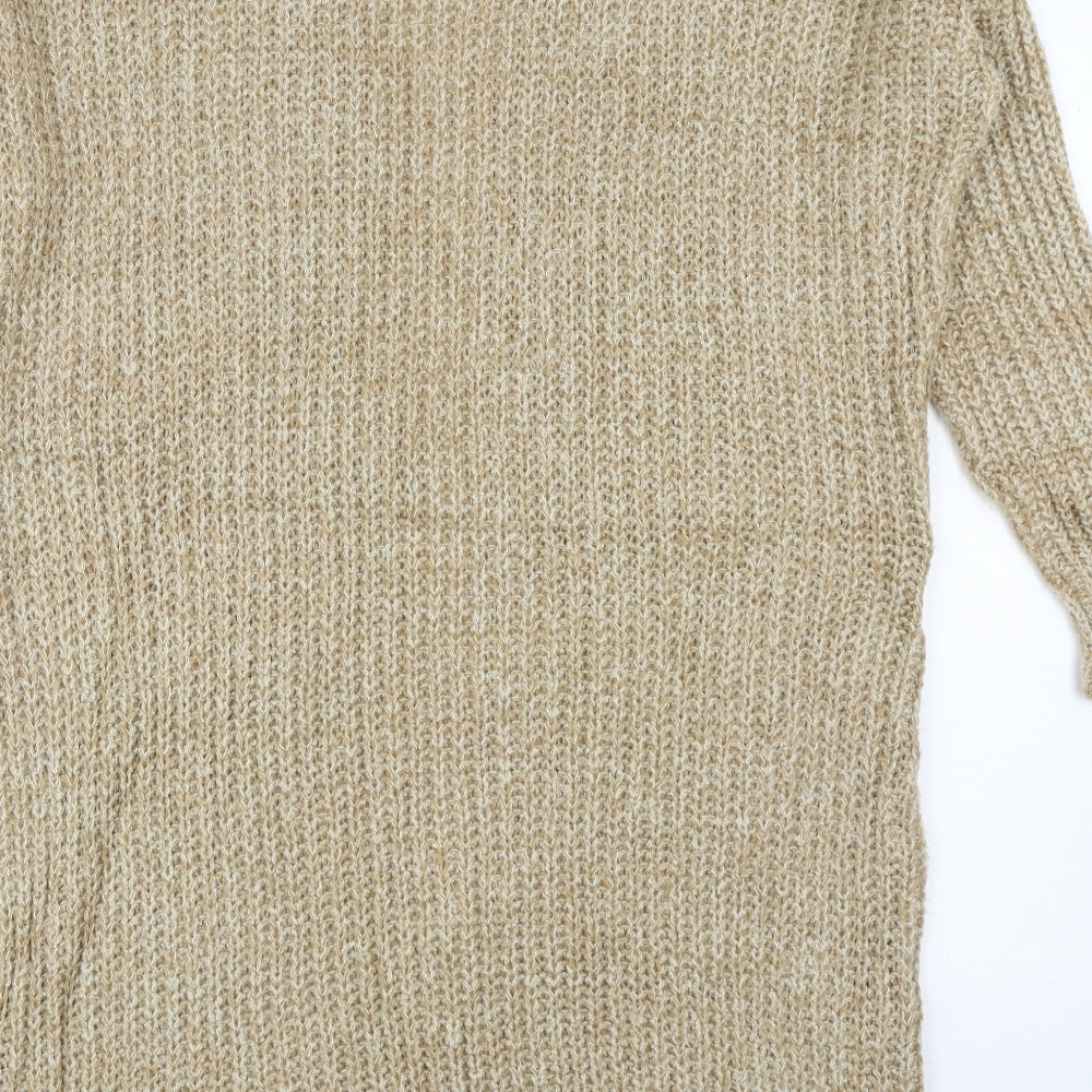 Boohoo Womens Beige V-Neck Acrylic Cardigan Jumper Size S