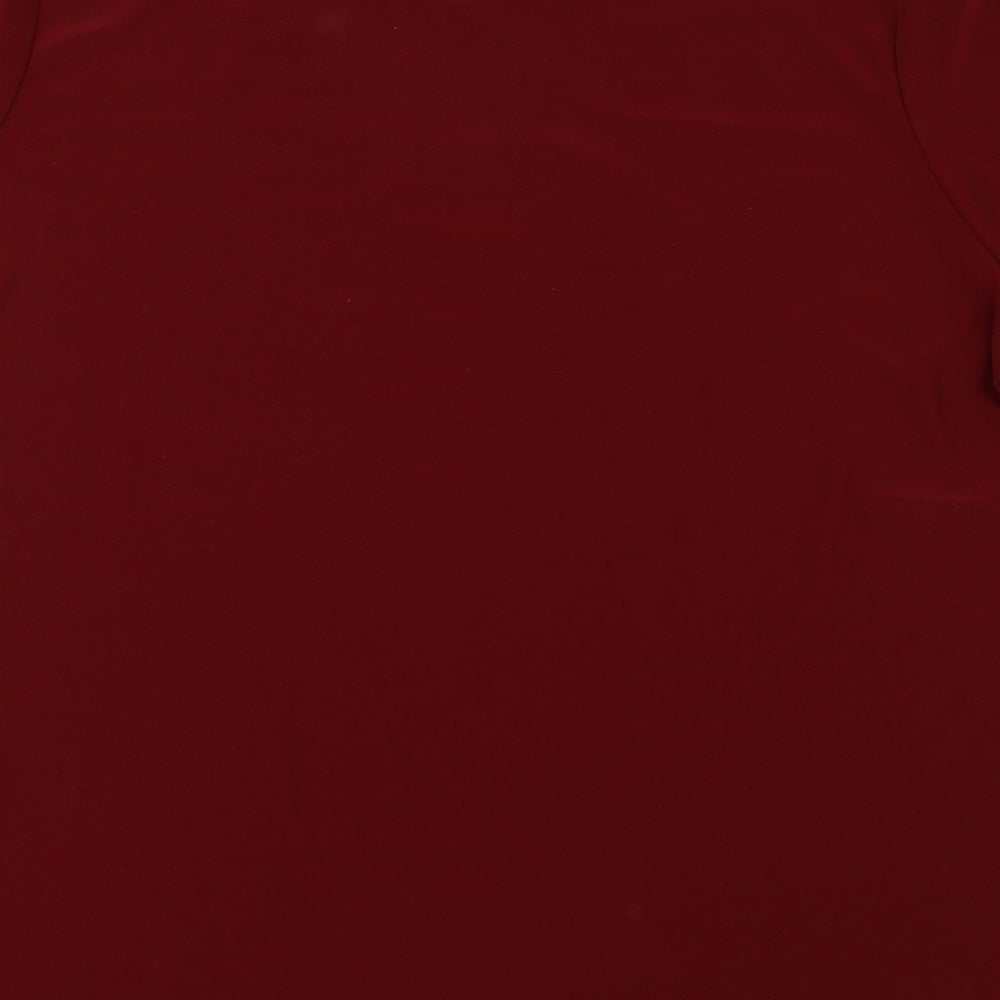 Classics Womens Red Floral Polyester Basic Blouse Size 16 Round Neck