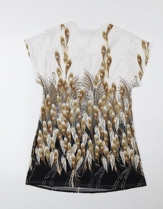 Autonomy Womens Multicoloured Floral Polyester Basic Blouse Size 10 Round Neck