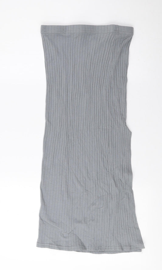 PRETTYLITTLETHING Womens Grey Polyester A-Line Skirt - Ribbed