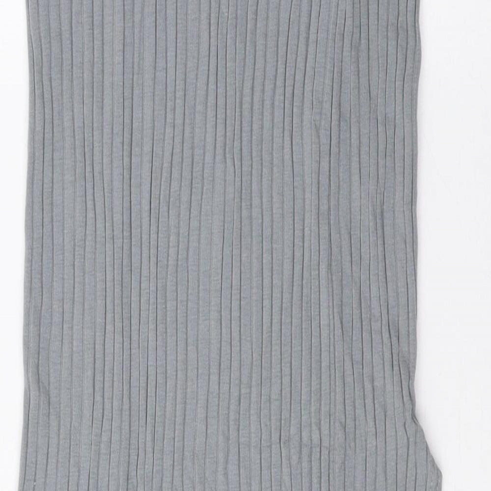 PRETTYLITTLETHING Womens Grey Polyester A-Line Skirt - Ribbed