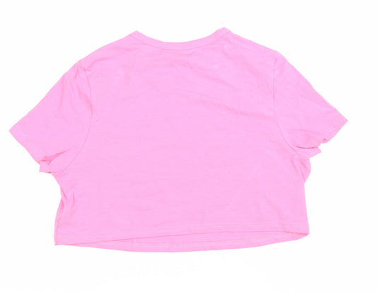 SheIn Womens Pink Cotton Cropped T-Shirt Size XL Round Neck