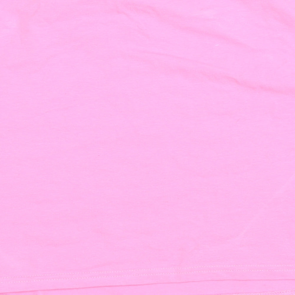 SheIn Womens Pink Cotton Cropped T-Shirt Size XL Round Neck