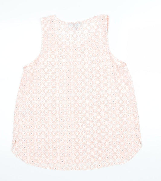 Primark Womens Pink Geometric Polyester Basic Blouse Size 12 Scoop Neck