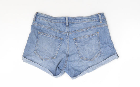 H&M Womens Blue Cotton Hot Pants Shorts Size 8 L4 in Regular Zip