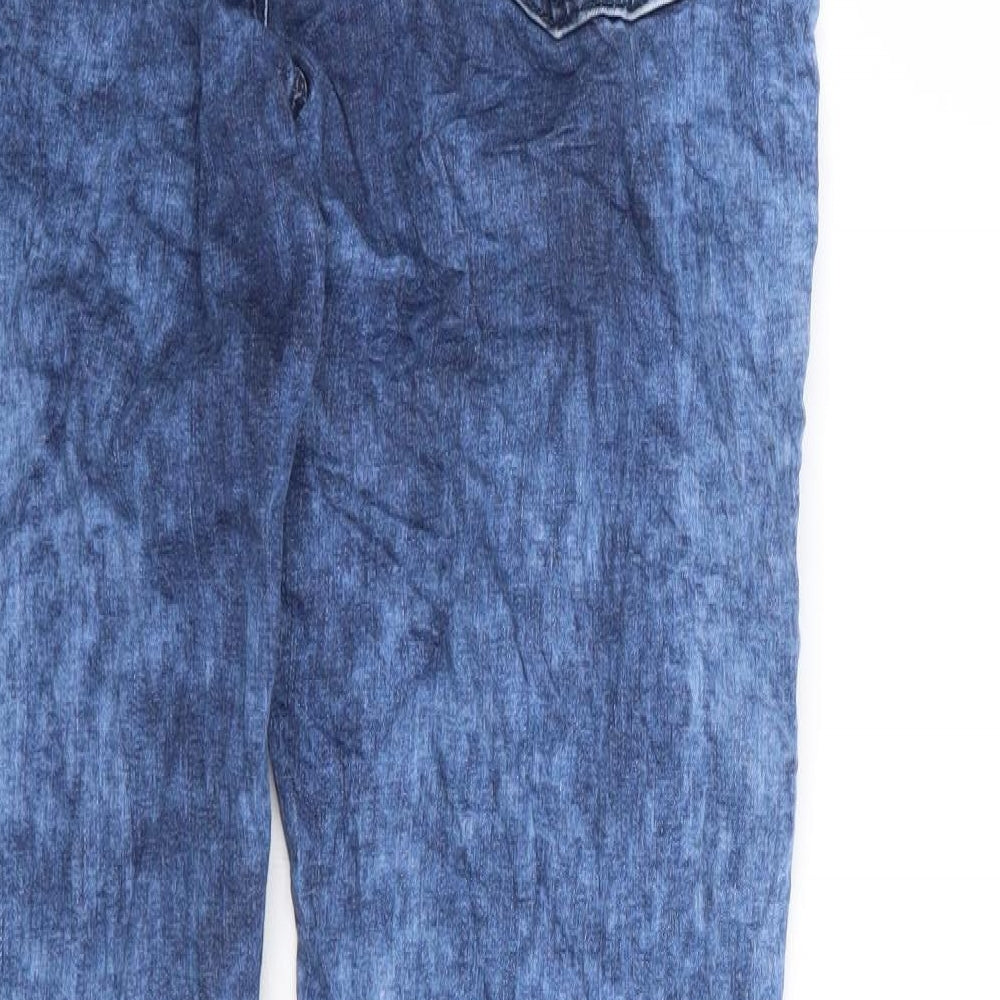 Topshop Womens Blue Cotton Skinny Jeans Size 28 in L27 in Regular Zip - Bleach Effect