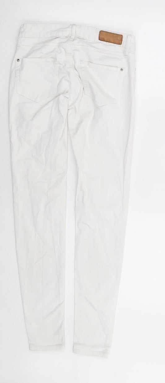 Mango Womens White Cotton Skinny Jeans Size 6 L29 in Extra-Slim Zip