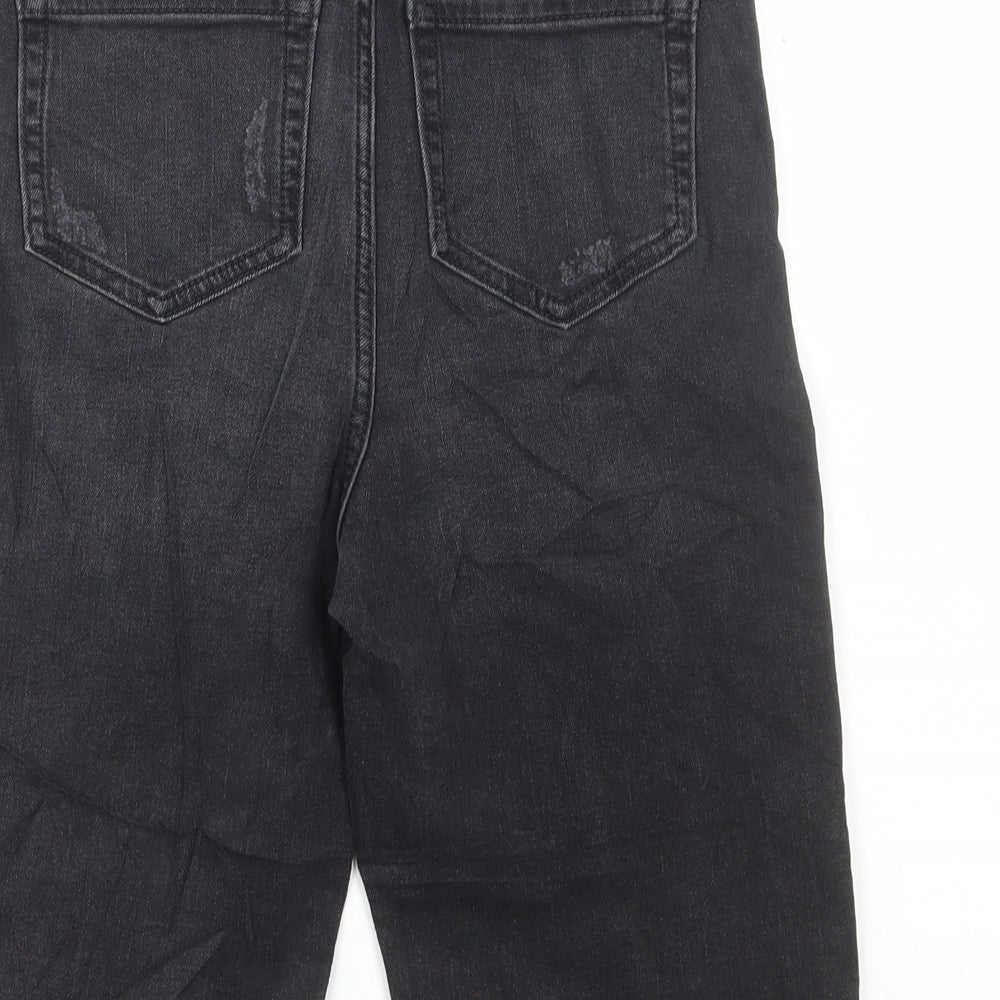 Marks and Spencer Womens Beige Cotton Bermuda Shorts Size 6 L11.5 in Regular Button - Distressed Denim