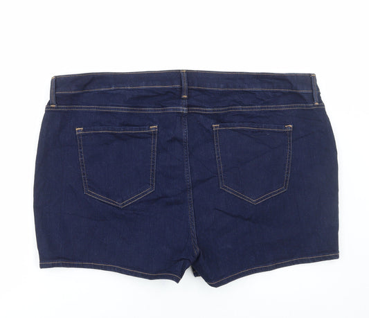 Marks and Spencer Womens Blue Cotton Bermuda Shorts Size 22 L3 in Regular Button