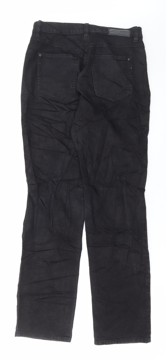 Marks and Spencer Mens Black Cotton Straight Jeans Size 30 in L30 in Regular Button