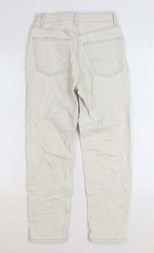 Topshop Womens White Cotton Mom Jeans Size 25 in L28 in Regular Zip