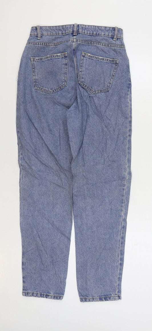Denim & Co. Womens Blue Cotton Mom Jeans Size 8 L28 in Regular Zip