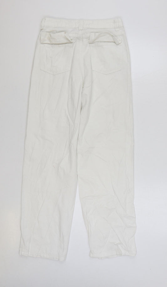 SheIn Womens White Cotton Straight Jeans Size 28 in L29 in Regular Zip