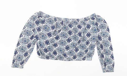 Womens UK Size L H&M Blue Cropped T-Shirt