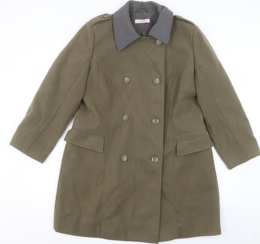 Simply Be Womens Green Overcoat Coat Size 16 Button