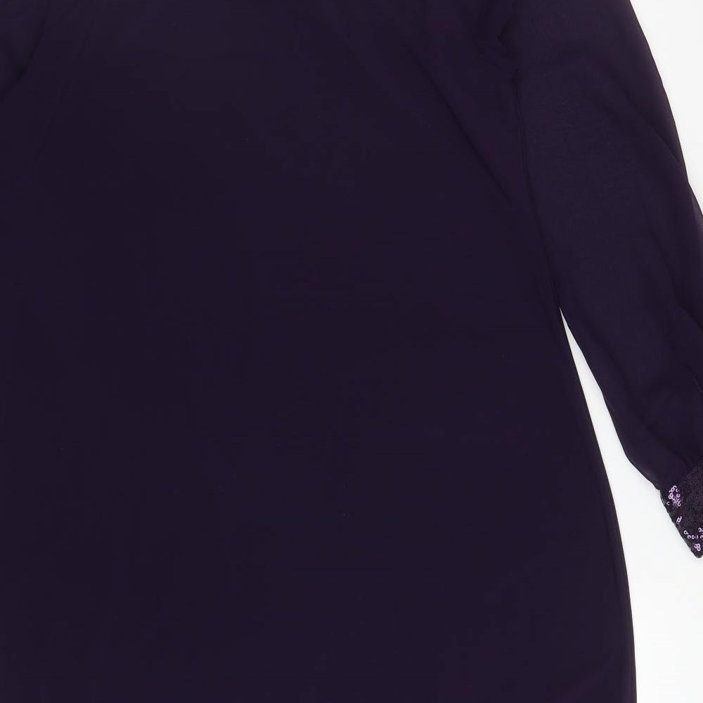 Dorothy Perkins Womens Purple Polyester Sheath Size 12 Boat Neck Pullover