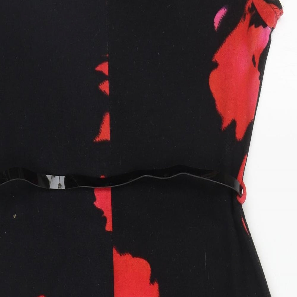Billie & Blossom Womens Black Floral Polyester Bodycon Size 12 Boat Neck Pullover