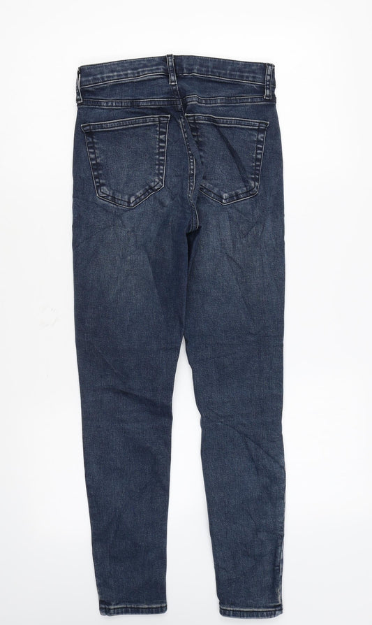 Topshop Womens Blue Cotton Skinny Jeans Size 25 in L30 in Regular Zip