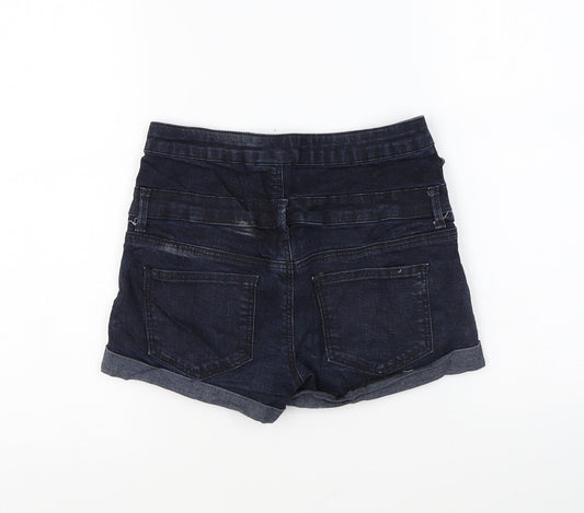 Topshop Womens Blue Cotton Hot Pants Shorts Size 26 in L4 in Regular Button