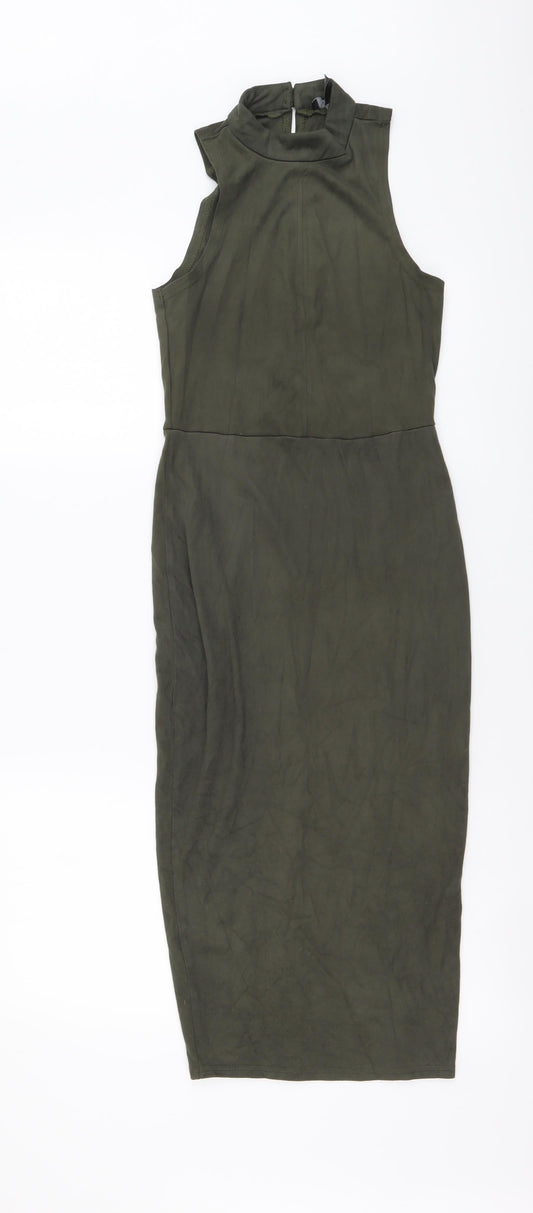 Atmosphere Womens Green Polyester Bodycon Size 8 Mock Neck Pullover